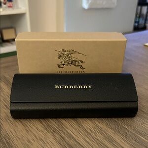 Burberry Black Leather Glasses Case
